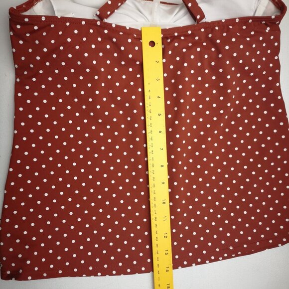 Lands' End Ladies Size 10 Rust w/ White Polka Dots 2 Piece Tankini Bathing Suit - Picture 15 of 15